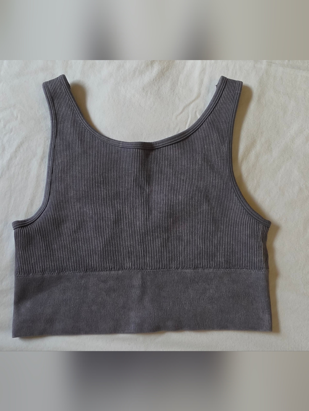 Seamless Ribbed Sports Bra - Gray